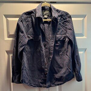 Woolrich Men's Cotton Button-Down, Size Medium, Nautical Blue with Amber Pattern